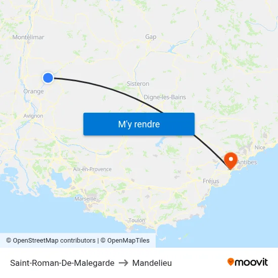 Saint-Roman-De-Malegarde to Mandelieu map