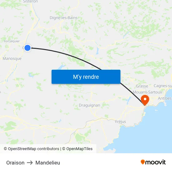 Oraison to Mandelieu map