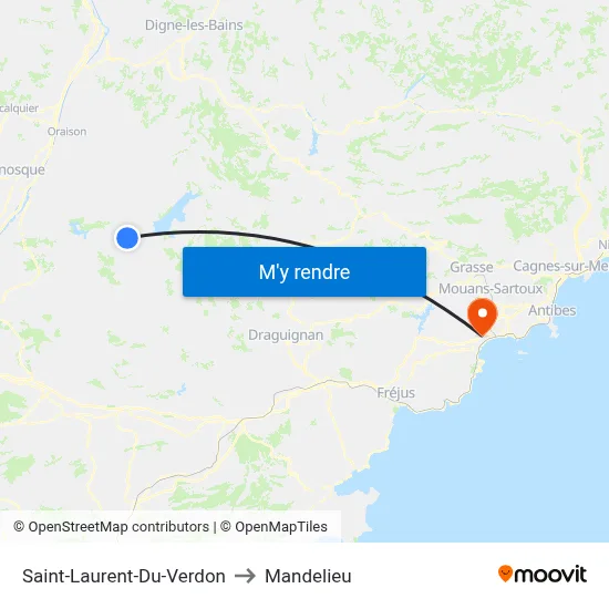 Saint-Laurent-Du-Verdon to Mandelieu map
