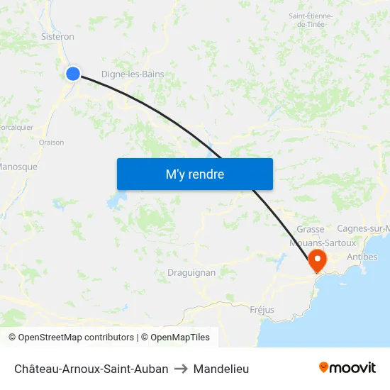 Château-Arnoux-Saint-Auban to Mandelieu map