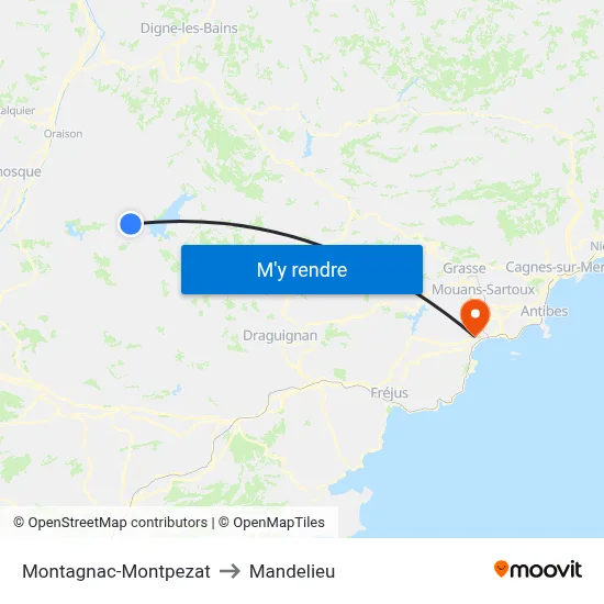 Montagnac-Montpezat to Mandelieu map