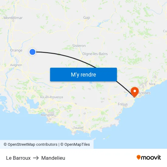 Le Barroux to Mandelieu map