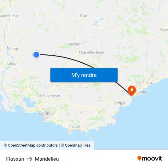 Flassan to Mandelieu map