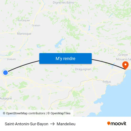 Saint-Antonin-Sur-Bayon to Mandelieu map