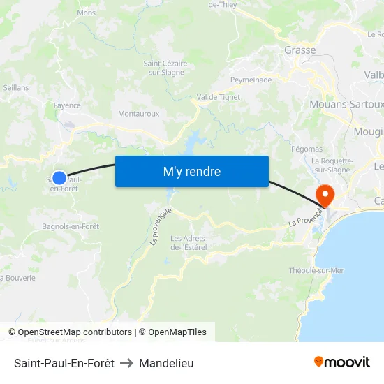Saint-Paul-En-Forêt to Mandelieu map