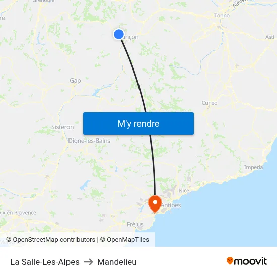 La Salle-Les-Alpes to Mandelieu map