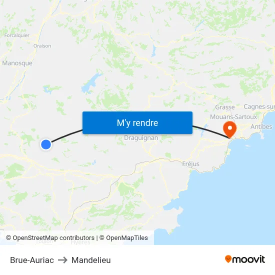 Brue-Auriac to Mandelieu map