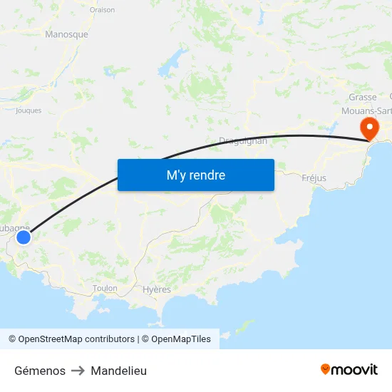 Gémenos to Mandelieu map