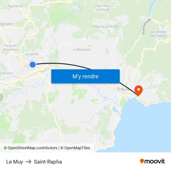 Le Muy to Saint-Rapha map