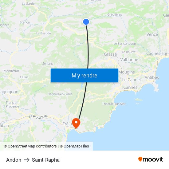 Andon to Saint-Rapha map