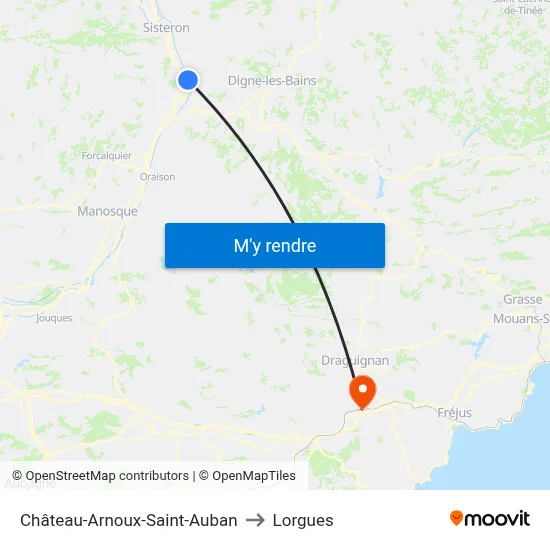 Château-Arnoux-Saint-Auban to Lorgues map