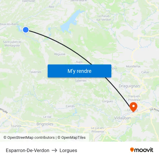 Esparron-De-Verdon to Lorgues map