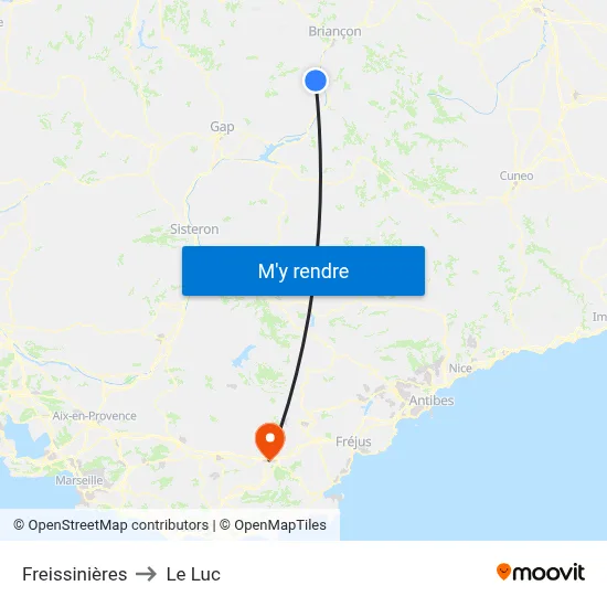 Freissinières to Le Luc map