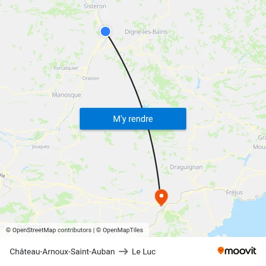 Château-Arnoux-Saint-Auban to Le Luc map