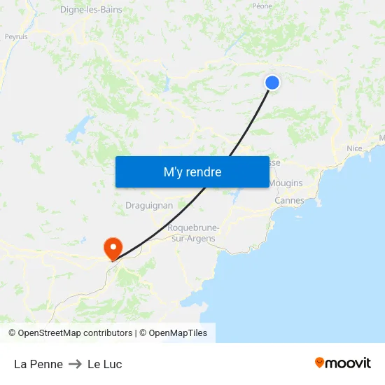 La Penne to Le Luc map