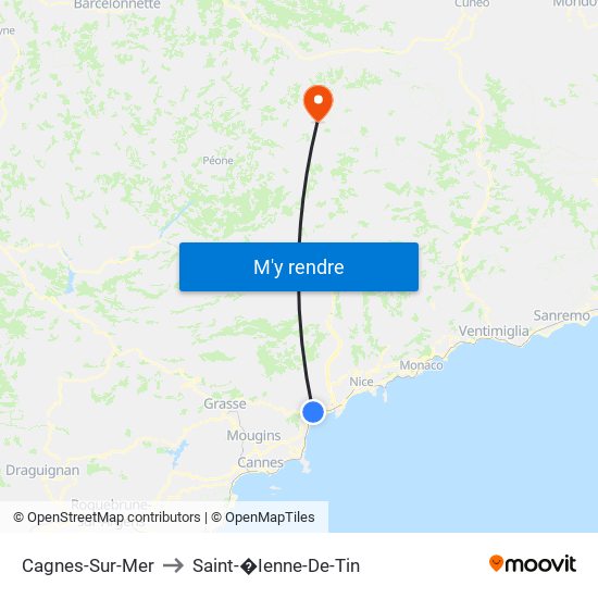 Cagnes-Sur-Mer to Saint-�Ienne-De-Tin map