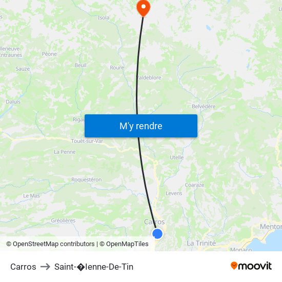 Carros to Saint-�Ienne-De-Tin map