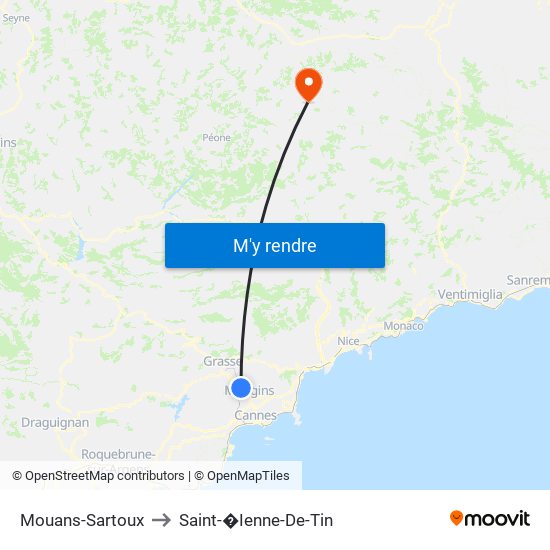 Mouans-Sartoux to Saint-�Ienne-De-Tin map