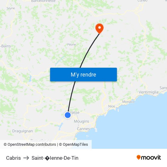 Cabris to Saint-�Ienne-De-Tin map