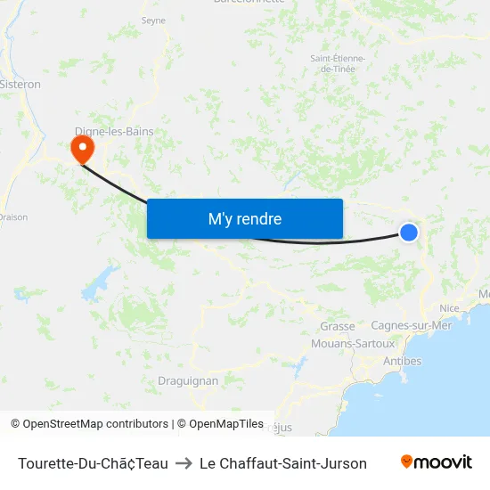 Tourette-Du-Chã¢Teau to Le Chaffaut-Saint-Jurson map