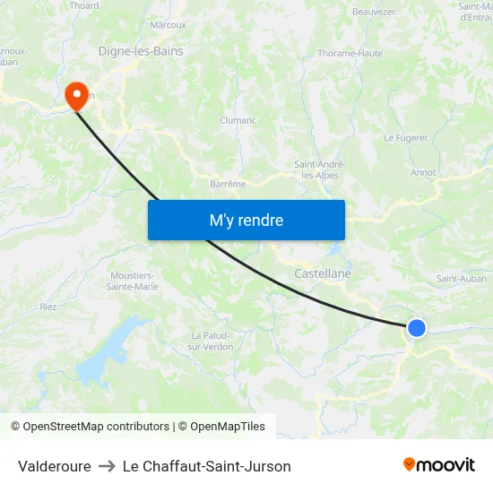 Valderoure to Le Chaffaut-Saint-Jurson map