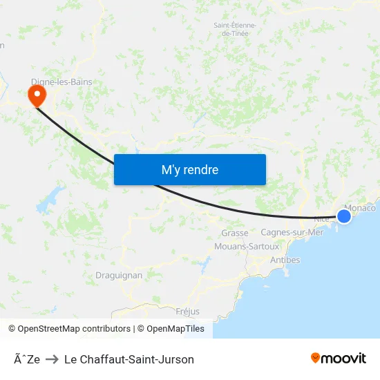 ÃˆZe to Le Chaffaut-Saint-Jurson map