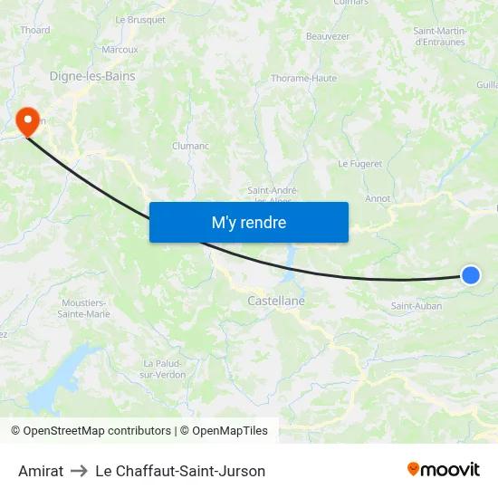 Amirat to Le Chaffaut-Saint-Jurson map