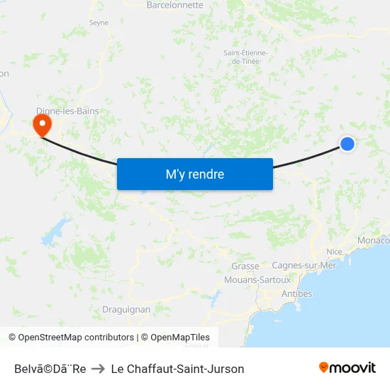 Belvã©Dã¨Re to Le Chaffaut-Saint-Jurson map