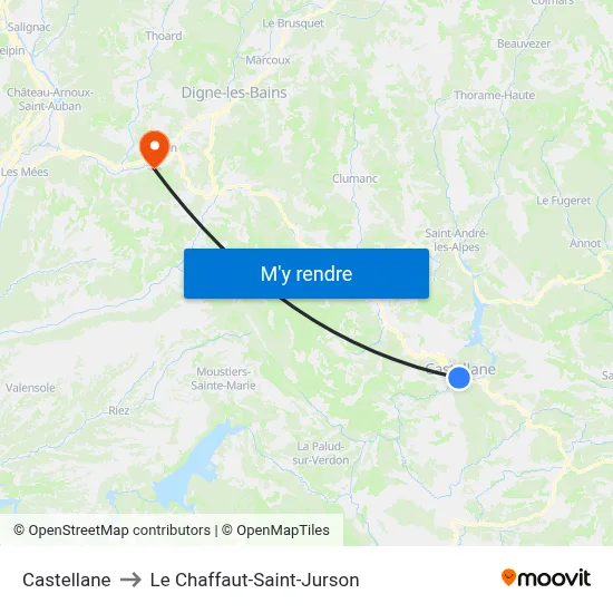 Castellane to Le Chaffaut-Saint-Jurson map