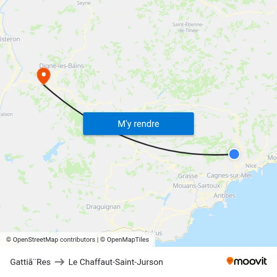 Gattiã¨Res to Le Chaffaut-Saint-Jurson map