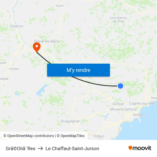 Grã©Oliã¨Res to Le Chaffaut-Saint-Jurson map