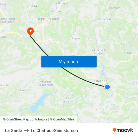 La Garde to Le Chaffaut-Saint-Jurson map