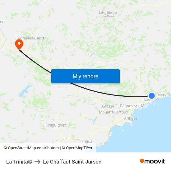 La Trinitã© to Le Chaffaut-Saint-Jurson map
