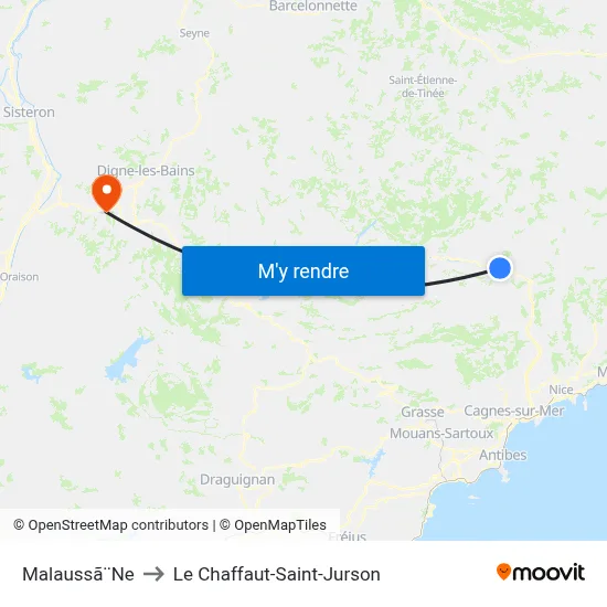 Malaussã¨Ne to Le Chaffaut-Saint-Jurson map