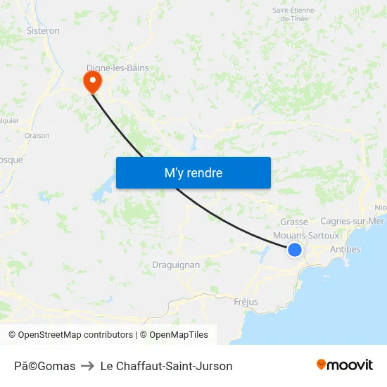 Pã©Gomas to Le Chaffaut-Saint-Jurson map