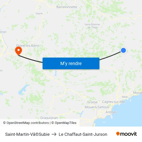 Saint-Martin-Vã©Subie to Le Chaffaut-Saint-Jurson map
