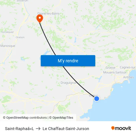 Saint-Raphaã«L to Le Chaffaut-Saint-Jurson map