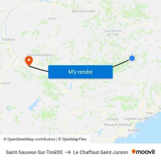 Saint-Sauveur-Sur-Tinã©E to Le Chaffaut-Saint-Jurson map