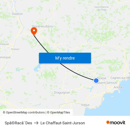 Spã©Racã¨Des to Le Chaffaut-Saint-Jurson map