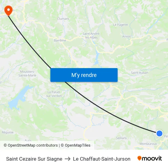 Saint Cezaire Sur Siagne to Le Chaffaut-Saint-Jurson map