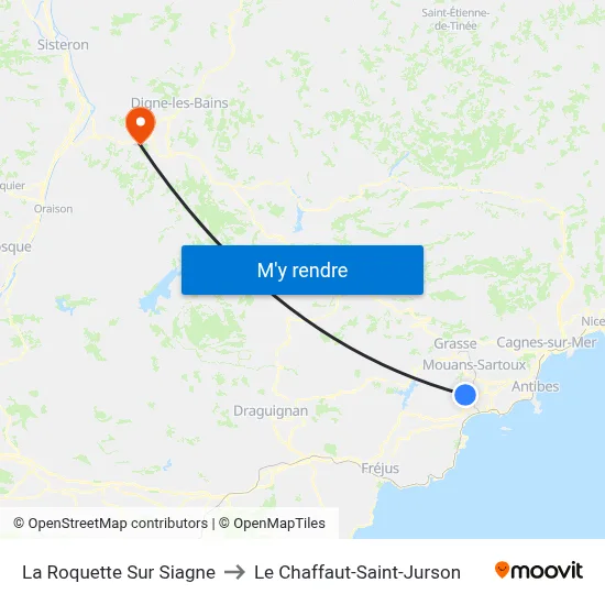 La Roquette Sur Siagne to Le Chaffaut-Saint-Jurson map