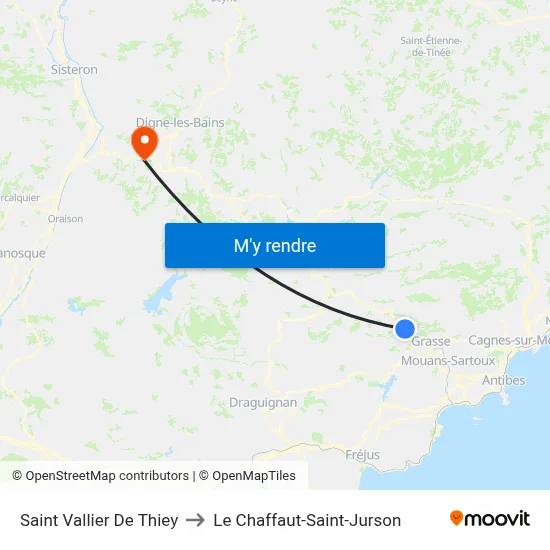 Saint Vallier De Thiey to Le Chaffaut-Saint-Jurson map