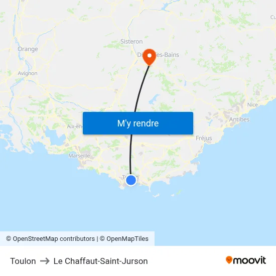 Toulon to Le Chaffaut-Saint-Jurson map