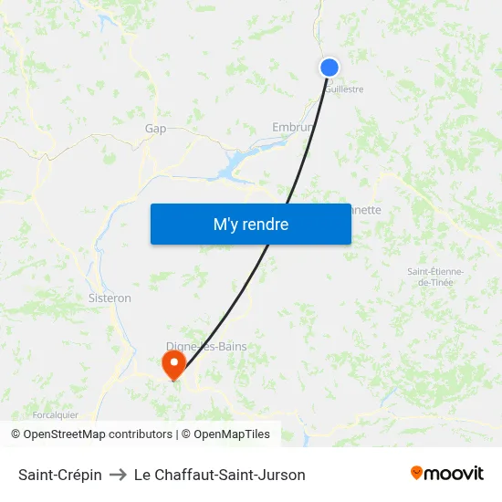 Saint-Crépin to Le Chaffaut-Saint-Jurson map