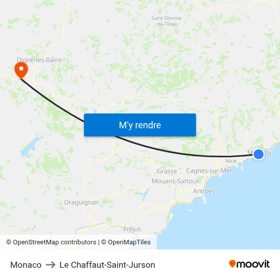 Monaco to Le Chaffaut-Saint-Jurson map