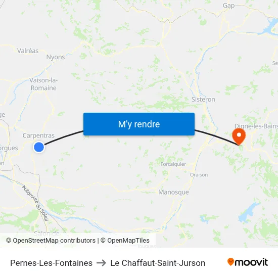 Pernes-Les-Fontaines to Le Chaffaut-Saint-Jurson map