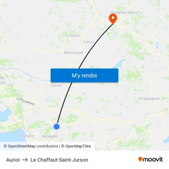 Auriol to Le Chaffaut-Saint-Jurson map
