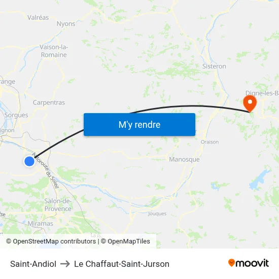 Saint-Andiol to Le Chaffaut-Saint-Jurson map