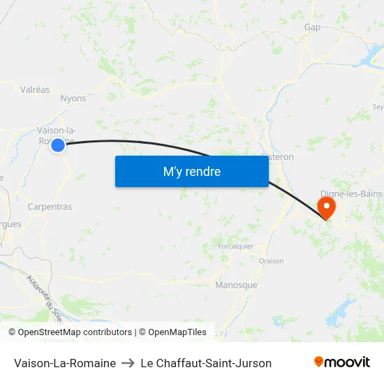 Vaison-La-Romaine to Le Chaffaut-Saint-Jurson map