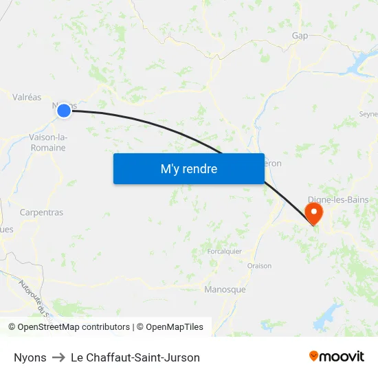 Nyons to Le Chaffaut-Saint-Jurson map